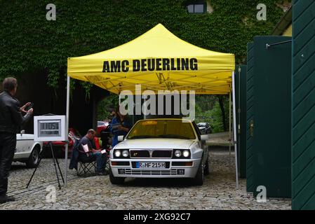 20. Regensburger Classic Rallye, Oldtimer-Rennen bzw Ausfahrt mit Start und Ziel in Regensburg, via Laaber, Beratzhausen, Lupburg, Steinmühle BEI Parsberg, Hexenagger, Kapflberg, Sinzing, Stadtamhof. Foto : Startnummer 8, Lancia Delta Integrale Evo II, Baujahr 1993 mit 220 PS *** 20 Regensburger Classic Rallye, course de voitures classiques avec départ et arrivée à Regensburg, via Laaber, Beratzhausen, Lupburg, Steinmühle près de Parsberg, Hexenagger, Kapflberg, Sinzing, Stadtamhof photo start number 8, Lancia Delta Integrale Evo II, construit en 1993 avec 220 ch Banque D'Images