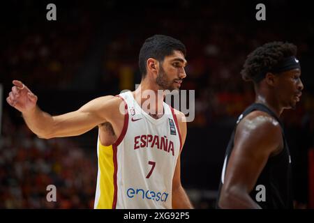 Santiago Aldama de l'équipe espagnole vue en action pendant le match entre l'Espagne et les Bahamas au Pabellon Fuente de San Luis. Score final ; Espagne 86 : 78 Ba Banque D'Images