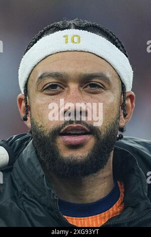 Berlin, Allemagne. 06 juillet 2024. Memphis Depay des pays-Bas vu lors du match de l'UEFA EURO 2024 entre les pays-Bas et Turkiye à Olimpiastadion. Score final : temps plein, pays-Bas 2:1 Turkiye (photo de Grzegorz Wajda/SOPA images/Sipa USA) crédit : Sipa USA/Alamy Live News Banque D'Images