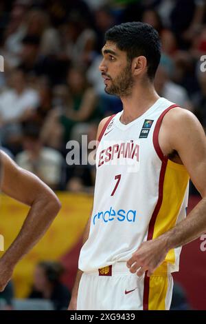 Santiago Aldama de l'équipe d'Espagne vu en action pendant le match entre l'Espagne et les Bahamas dans le tournoi de qualification olympique FIBA Espagne 2024 phase de groupes Banque D'Images