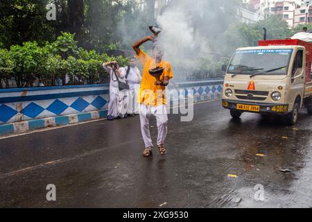 kolkata isckon ratha yatra célébration Banque D'Images