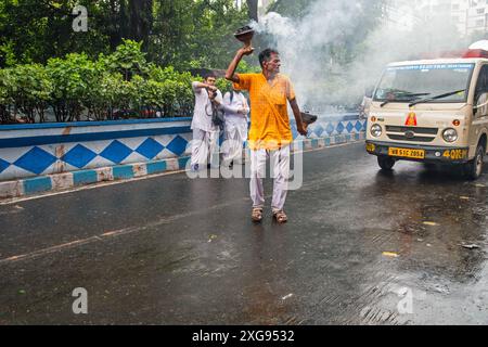 kolkata isckon ratha yatra célébration Banque D'Images