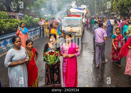 kolkata isckon ratha yatra célébration Banque D'Images