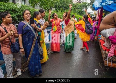 kolkata isckon ratha yatra célébration Banque D'Images