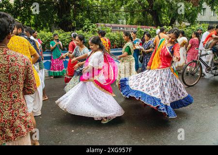 kolkata isckon ratha yatra célébration Banque D'Images