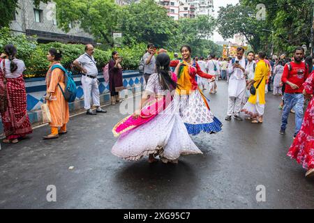 kolkata isckon ratha yatra célébration Banque D'Images