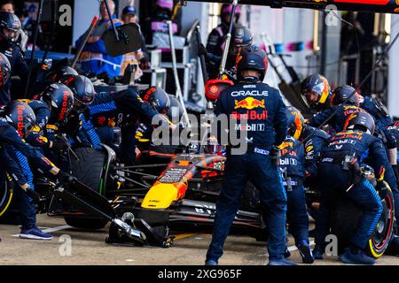 Silverstone, Royaume-Uni. 07 juillet 2024. Max Verstappen (NED) - Oracle Red Bull Racing - Red Bull RB20 - Honda RBPT lors de la course le jour 4, dimanche 7 juillet 2024 du Grand prix de formule 1 qatar Airways british 2024, prévu sur le circuit de silverstone du 5 au 7 juillet, 2024 crédit : Alessio de Marco/Alamy Live News Banque D'Images