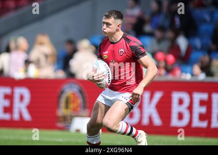 Manchester, Royaume-Uni. 07 juillet 2024. Le Salford Community Stadium, Stadium Way Eccles, Salford, Manchester, 7 juillet 2024. Betfred Super League Salford Red Devils vs Hull FC Deon Cross of Salford Red Devils Credit : Touchlinepics/Alamy Live News Banque D'Images