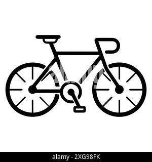 icône de vélo ou symbole de ligne moderne. Dessin au trait vectoriel et conception d'icône avec contour audacieux. Noir et blanc Pixel Perfect symbole minimaliste isolé whit Illustration de Vecteur