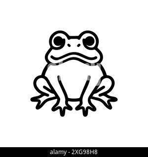 Icône de grenouille ou symbole de ligne moderne. Dessin au trait vectoriel et conception d'icône avec contour audacieux. Noir et blanc Pixel Perfect symbole minimaliste isolé blanc b Illustration de Vecteur