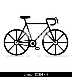 icône de vélo ou symbole de ligne moderne. Dessin au trait vectoriel et conception d'icône avec contour audacieux. Noir et blanc Pixel Perfect symbole minimaliste isolé whit Illustration de Vecteur