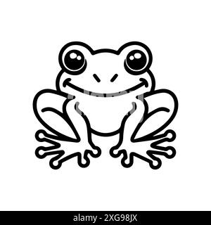 Icône de grenouille ou symbole de ligne moderne. Dessin au trait vectoriel et conception d'icône avec contour audacieux. Noir et blanc Pixel Perfect symbole minimaliste isolé blanc b Illustration de Vecteur