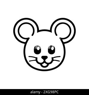 Icône de souris ou symbole de ligne moderne. Dessin au trait vectoriel et conception d'icône avec contour audacieux. Noir et blanc Pixel Perfect symbole minimaliste blanc isolé Illustration de Vecteur