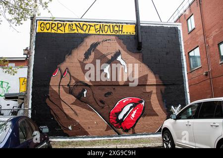 Désolé n'est pas assez murale sur le boulevard Saint-Laurent au centre-ville de Montréal, Québec, Canada Banque D'Images