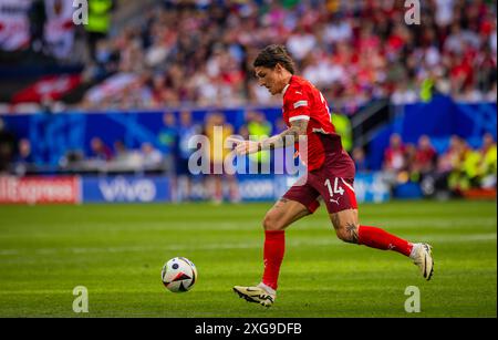 Dusseldorf, Allemagne. 06 juillet 2024. Steven Zuber (sui) Angleterre - Suisse Angleterre - Schweiz 06.07.2024 Copyright (nur für journalistische Zwecke) by : Banque D'Images