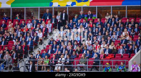 Dusseldorf, Allemagne. 06 juillet 2024. Campino, Aleksander Ceferin Président de l'UEFA, Prince William Angleterre - Suisse Angleterre - Schweiz 06.07.2024 Banque D'Images