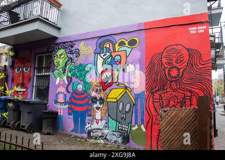 Murale Daniel Erban sur la rue Roy est au centre-ville de Montréal, Québec, Canada Banque D'Images