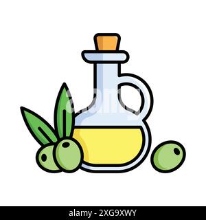 modèle de conception de vecteur d'icône d'huile d'olive en fond blanc Illustration de Vecteur