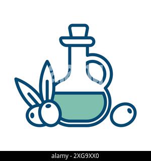 modèle de conception de vecteur d'icône d'huile d'olive en fond blanc Illustration de Vecteur