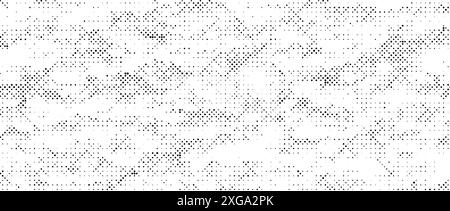 Bitmap de texture de grain pixelisée. Fond grunge tramé. Motif étincelant abstrait en pointillés. Fond d'écran de jeu vidéo. Superposition de demi-teintes de bande dessinée. Toile de fond rétro Pixel Art. Vecteur d'effet de tachetures grossières Illustration de Vecteur