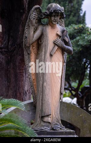 Ange de la tombe commémorative appartenant à la famille Ripoll Ballester, cimetière de Soller, Majorque, Îles Baléares, Espagne Banque D'Images