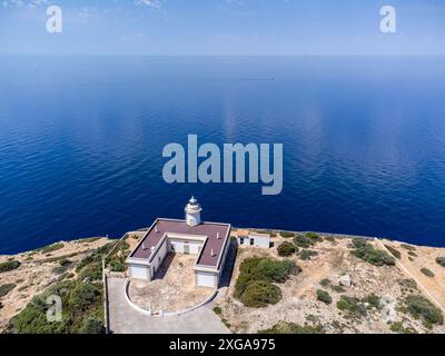 Phare de Cap blanc, Llucmajor, Majorque, Iles Baléares, Espagne Banque D'Images