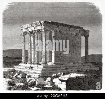 Temple d'Athéna Nike, Acropole d'Athènes, Grèce, dessin d'Emile Therond (1821-1883) Un hiver à Athènes, 1857-1858 d'Antonin Proust (1832-1905) le Tour du monde 1862 Banque D'Images