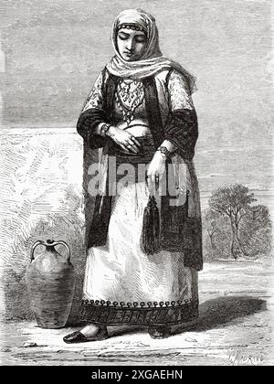 Albanaise d'Eleusis, Grèce, dessin de Proust d'Un hiver à Athènes, 1857-1858 d'Antonin Proust (1832-1905) le Tour du monde 1862 Banque D'Images