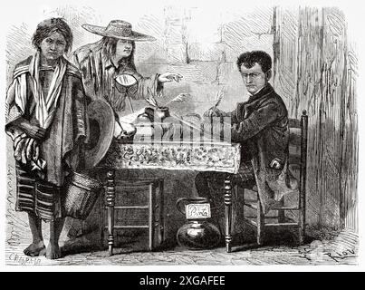 Évangéliste ou écrivain public à Mexico, dessin d'Edouard Riou (1833-1900) voyage au Mexique, 1854-1855 d'Ernest Vigneaux. Le Tour du monde 1862 Banque D'Images