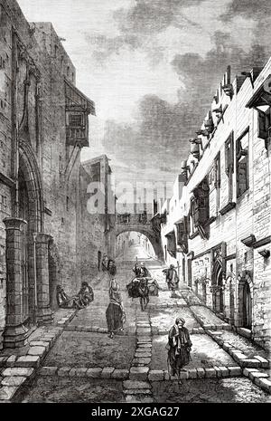 Avenue des Chevaliers de Rhodes, Grèce. Voyage à l'île de Rhodes, 1844 par Eugène Napoléon Flandin (1809-1889) le Tour du monde 1862 Banque D'Images