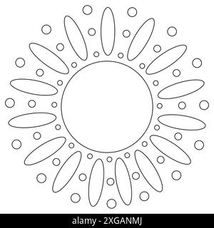 Une page à colorier amusante ornée d'un motif rafale orné de rayons ovales et circulaires. Parfait pour les activités estivales des enfants et les projets créatifs. Illustration de Vecteur