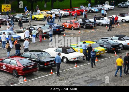 20. Regensburger Classic Rallye, Oldtimer-Rennen bzw Ausfahrt mit Start und Ziel in Regensburg, via Laaber, Beratzhausen, Lupburg, Steinmühle BEI Parsberg, Hexenagger, Kapflberg, Sinzing, Stadtamhof. Foto : Teilnehmer-Fahrzeuge vor dem Start am Dultplatz Regensburg *** 20 Regensburger Classic Rallye, course de voitures classiques ou sortie avec départ et arrivée à Ratisbonne, via Laaber, Beratzhausen, Lupburg, Steinmühle près de Parsberg, Hexenagger, Kapflberg, Sinzing, Stadtamhof photo des véhicules des participants avant le départ à la Dultplatz Regensburg Banque D'Images