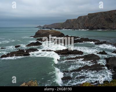 Falaises côtières, Hartland Quay, Hartland Peninsula, Devon, Angleterre, Royaume-Uni, octobre 2022 Banque D'Images