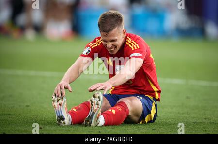 STUTTGART, ALLEMAGNE - 05 JUILLET : Dani Olmo, Espagnol, réagit lors du match de quart de finale de l'UEFA EURO 2024 entre l'Espagne et l'Allemagne à Stuttgart Arena le 05 juillet 2024 à Stuttgart, Allemagne. © diebilderwelt / Alamy Stock Banque D'Images