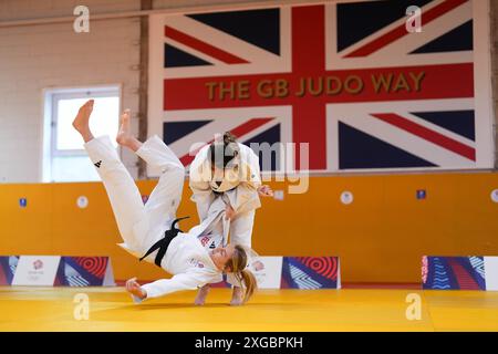 Emma Reid et Jemima Yeats Brown lors d'une session de formation à la British Judo Association sur le campus Walsall de l'Université de Wolverhampton. Date de la photo : lundi 8 juillet 2024. Banque D'Images