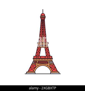 Dessin animé rouge et orange illustration vectorielle de la Tour Eiffel Illustration de Vecteur