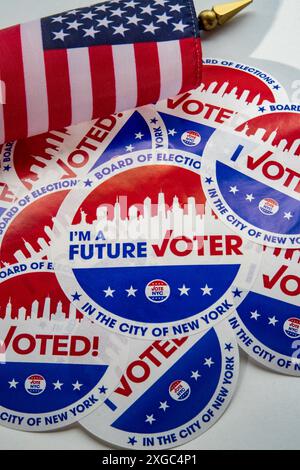 Still Life of future Voter Stickers, 2024, NYC, États-Unis Banque D'Images