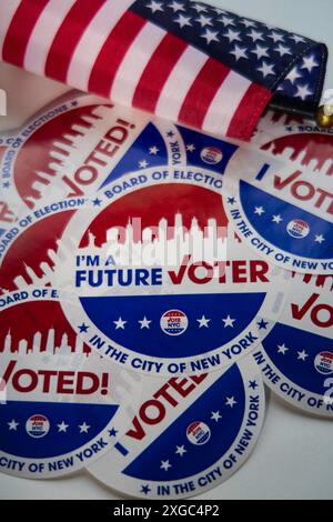 Still Life of future Voter Stickers, 2024, NYC, États-Unis Banque D'Images