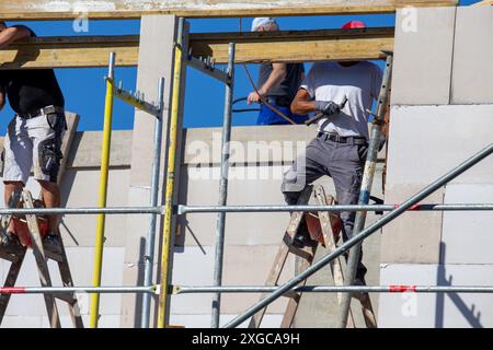 Travaux de construction sur une nouvelle maison individuelle Banque D'Images