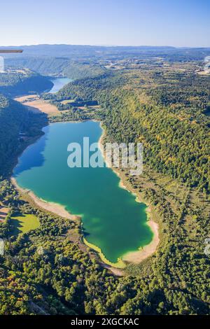 France, Jura, Lac de Chambly (vue aérienne) Banque D'Images