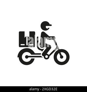 Icône Service de livraison de vélos en noir et blanc Illustration de Vecteur