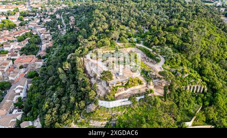 Antenne de l'amphithéâtre romain, Patrimoine mondial de l'UNESCO, Orange, Vaucluse, Provence-Alpes-Côte d'Azur, France, Europe Banque D'Images