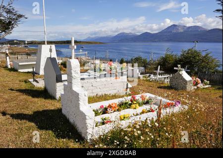 Cimetière de Puerto Williams, île Navarino, Terre de feu, Chili, Amérique du Sud Banque D'Images