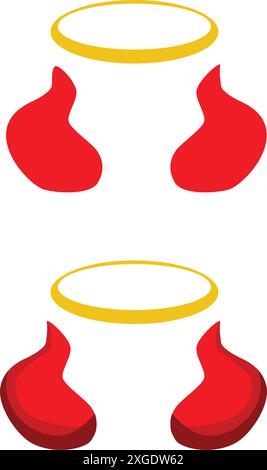 Décoration vectorielle d'élément d'halloween rouge courtes cornes de diable Illustration de Vecteur