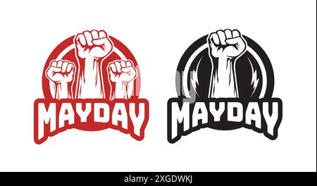 Heureux jour du travail, jour du travail ou mayday, mai jour illustration vectorielle étiquette Illustration de Vecteur