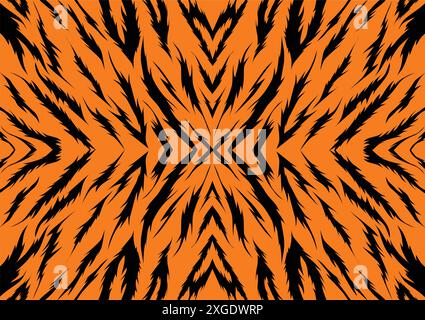 Texture de fourrure de tigre du bengale, motif rayures orange. Imprimé peau d'animal ou motif peau de tigre sans couture Illustration de Vecteur