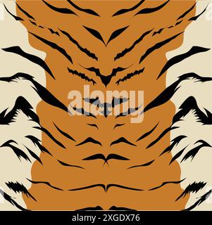 Texture de fourrure de tigre du bengale, motif rayures orange. Imprimé peau d'animal ou motif peau de tigre sans couture Illustration de Vecteur