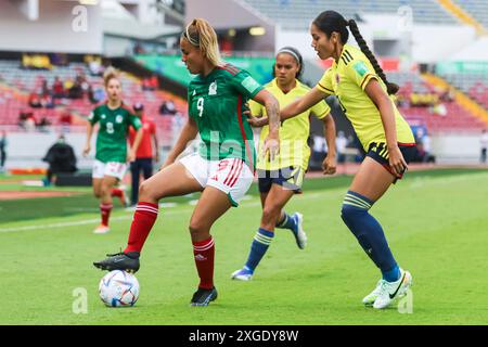 Alexia Villanueva, du Mexique, et Angela Baron, de Colombie, lors de la Coupe du monde féminine U-20 de la FIFA, Costa Rica, le Mexique contre Colombie, le 13 août 2022 Banque D'Images