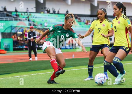 Alexia Villanueva, du Mexique, et Angela Baron, de Colombie, lors de la Coupe du monde féminine U-20 de la FIFA, Costa Rica, le Mexique contre Colombie, le 13 août 2022 Banque D'Images
