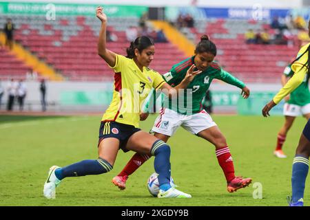 Angela Baron de Colombie et Natalia Mauleon du Mexique lors de la Coupe du monde féminine U-20 de la FIFA au Costa Rica match Mexique contre Colombie le 13 août 2022 Banque D'Images